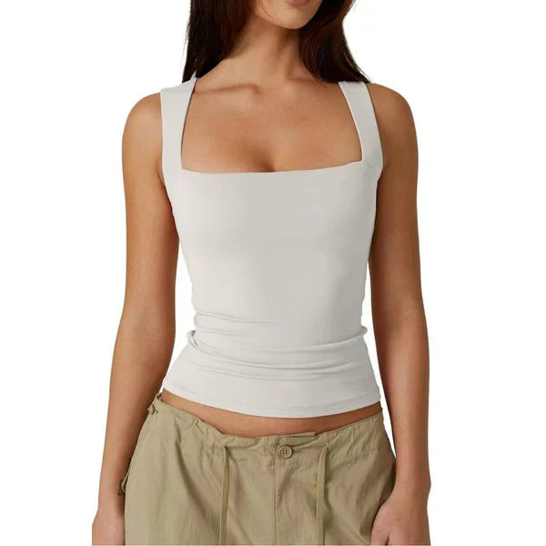 🎀Compra 1 y llévate 1 gratis🎀Camiseta sin mangas con cuello cuadrado para mujer: suave, elástica y elegante