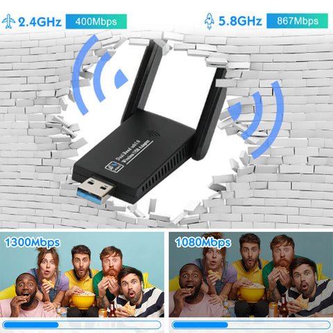 Tarjeta de red inalámbrica de 1300Mbps 5G Gigabit de doble banda