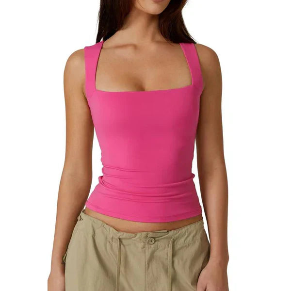 🎀Compra 1 y llévate 1 gratis🎀Camiseta sin mangas con cuello cuadrado para mujer: suave, elástica y elegante