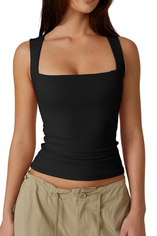 🎀Compra 1 y llévate 1 gratis🎀Camiseta sin mangas con cuello cuadrado para mujer: suave, elástica y elegante