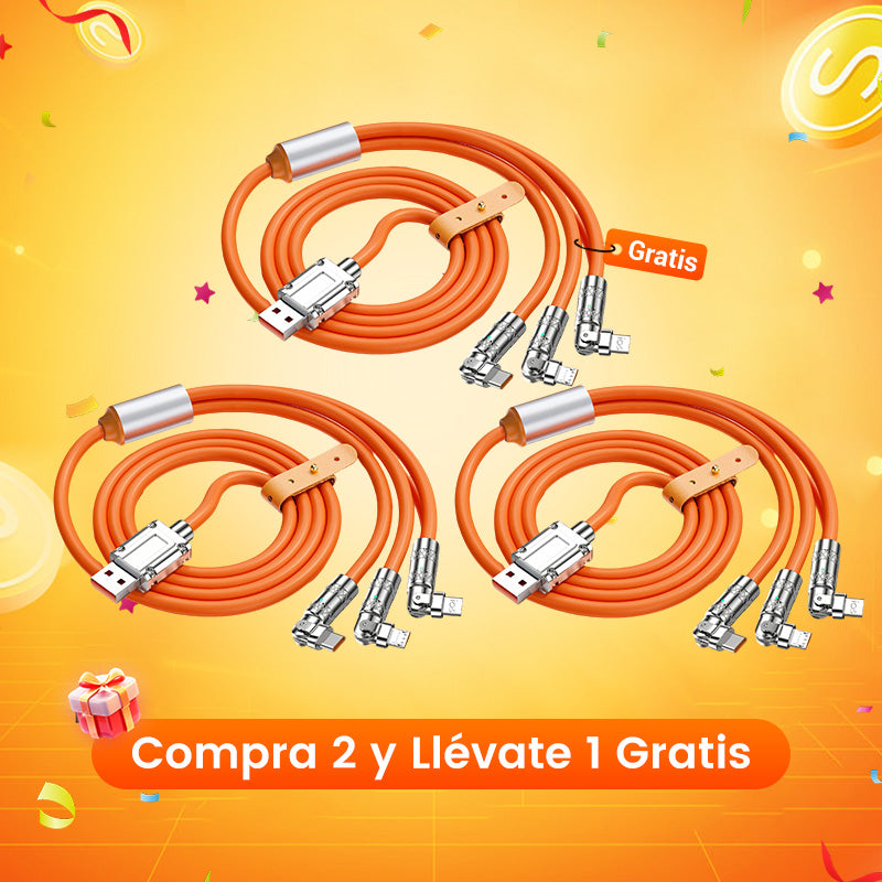Cable de Carga Rápida 3 en 1 de 120 W con Giro de 180°