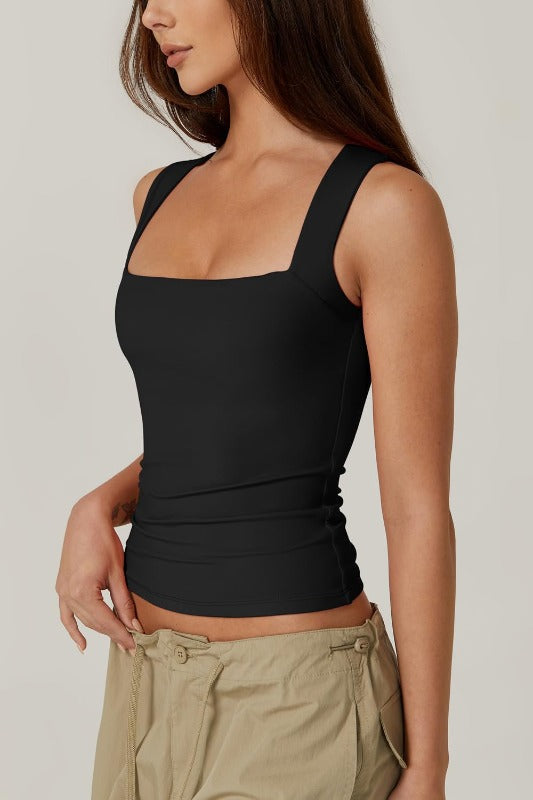 🎀Compra 1 y llévate 1 gratis🎀Camiseta sin mangas con cuello cuadrado para mujer: suave, elástica y elegante