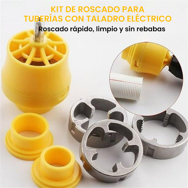 🌲Kit de roscado de tubos de PVC compatible con taladro eléctrico con varios tama