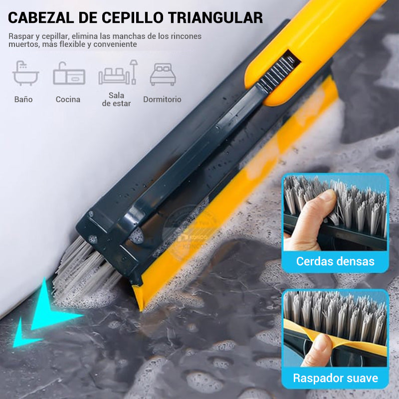 Cepillo de cerdas duras 2 en 1 giratorio 180° con mango largo