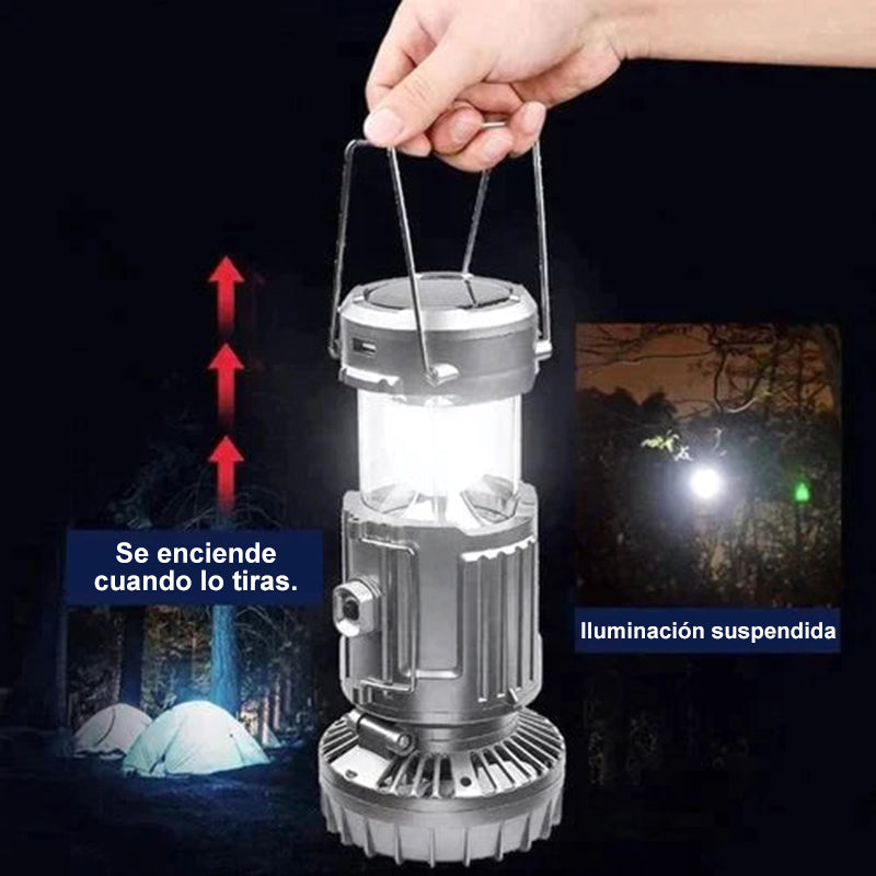 Linterna LED portátil para camping con ventilador