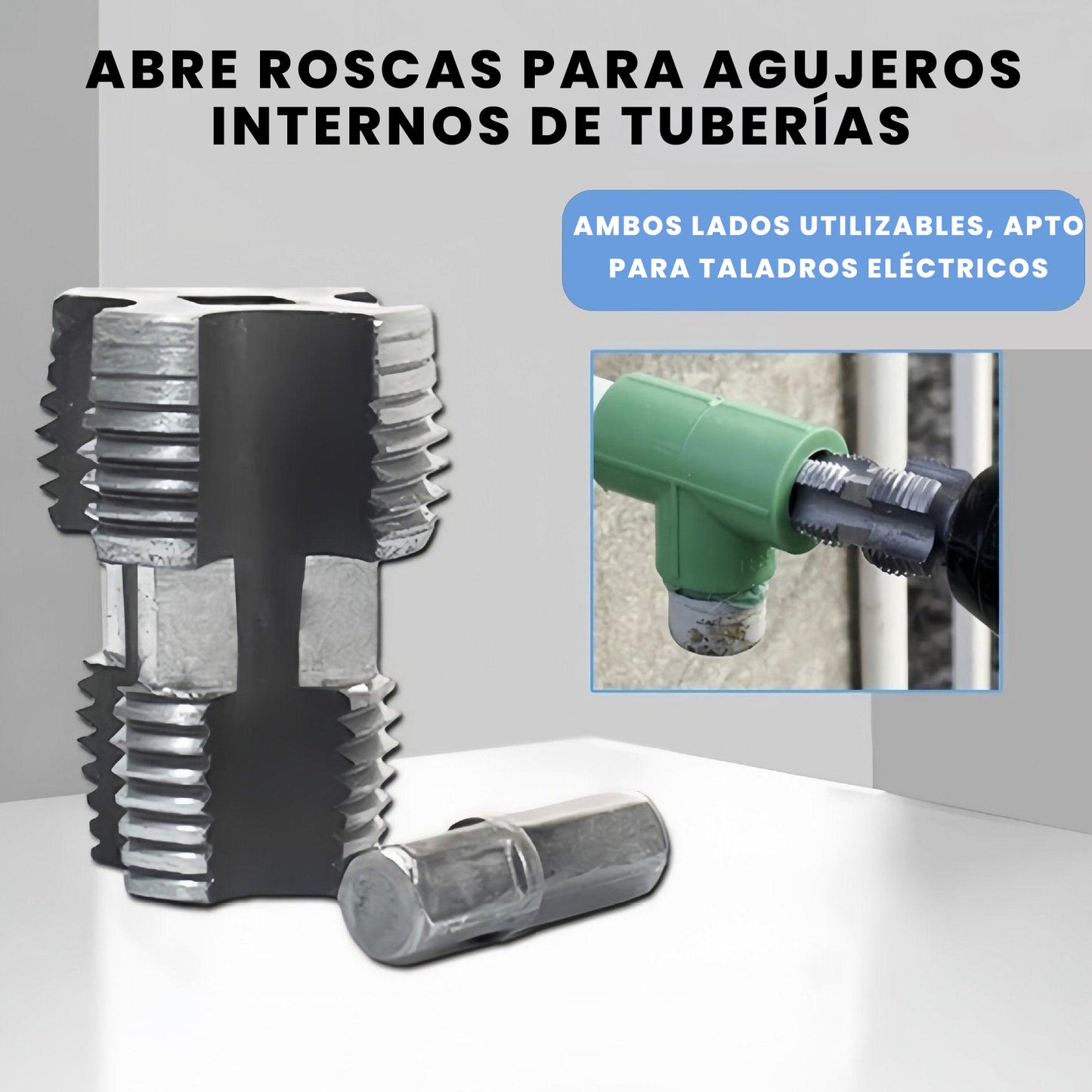 🌲Kit de roscado de tubos de PVC compatible con taladro eléctrico con varios tama