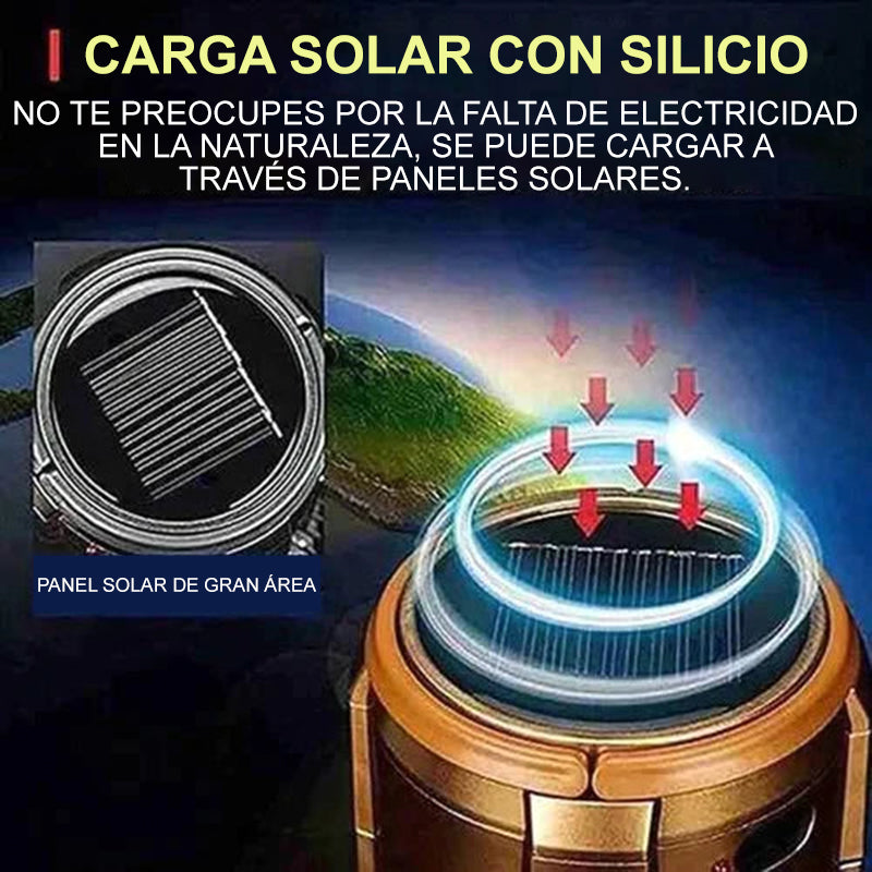 Linterna LED portátil para camping con ventilador