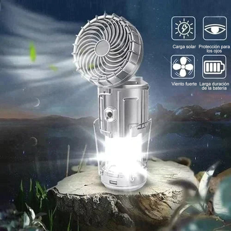 Linterna LED portátil para camping con ventilador