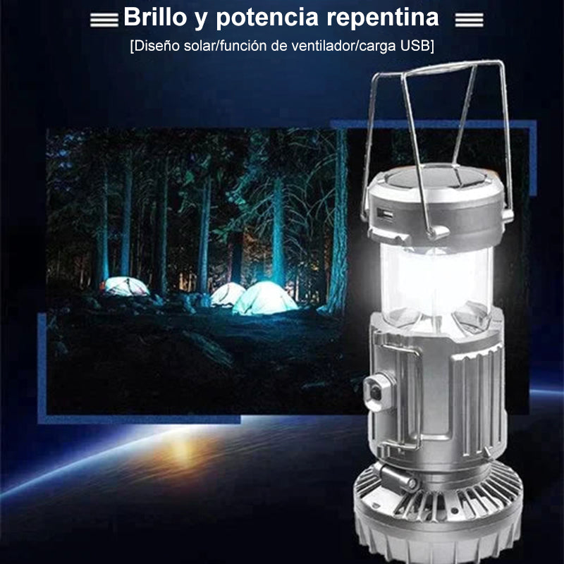 Linterna LED portátil para camping con ventilador
