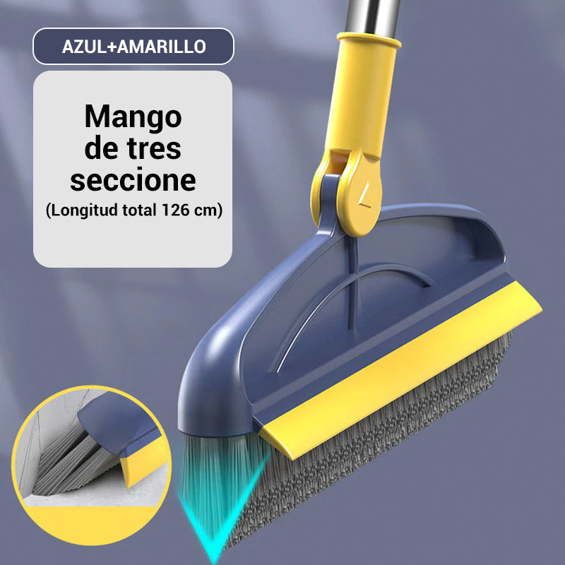 Cepillo de cerdas duras 2 en 1 giratorio 180° con mango largo