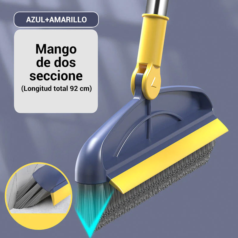 Cepillo de cerdas duras 2 en 1 giratorio 180° con mango largo