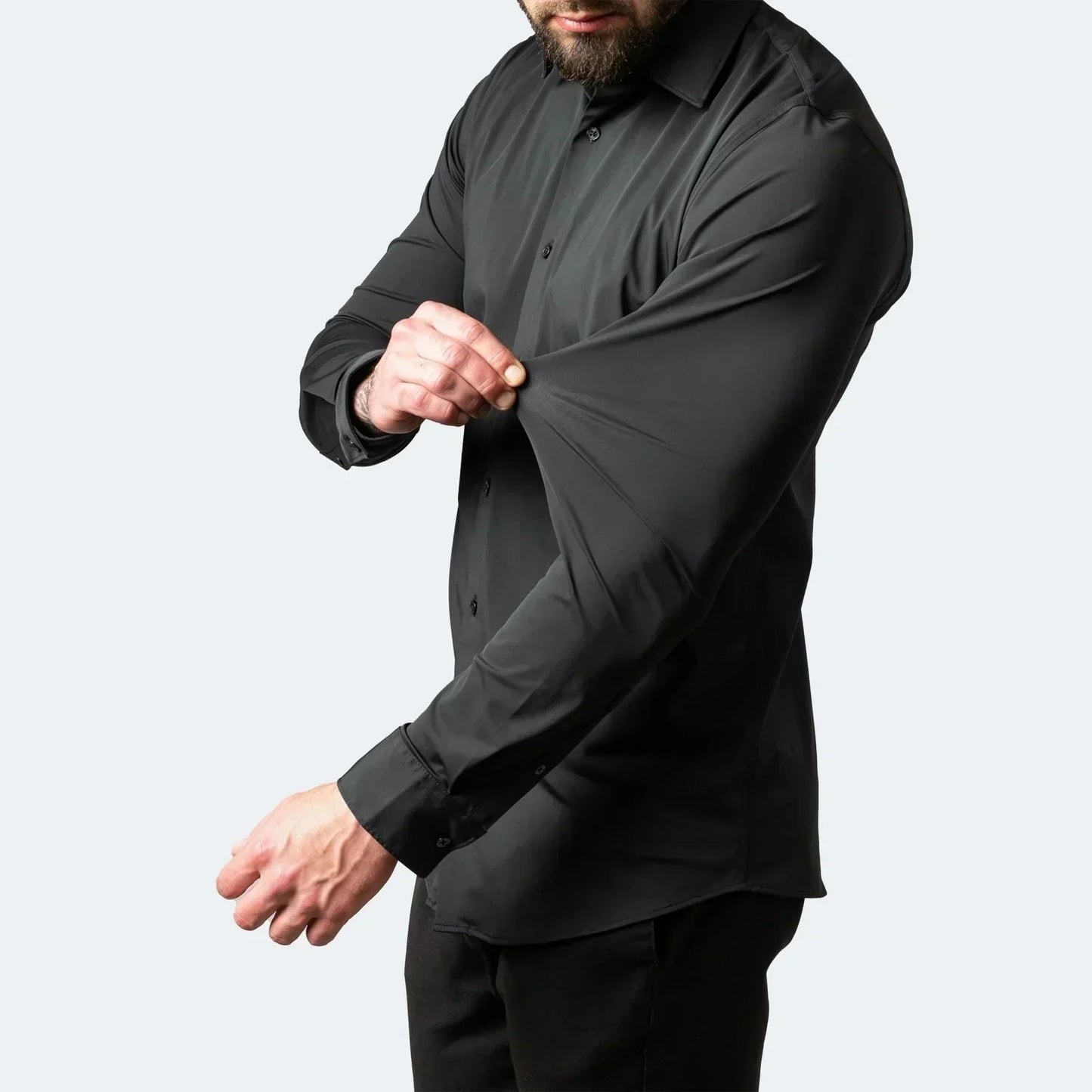 Camisas elásticas de vestir para hombre de manga corta