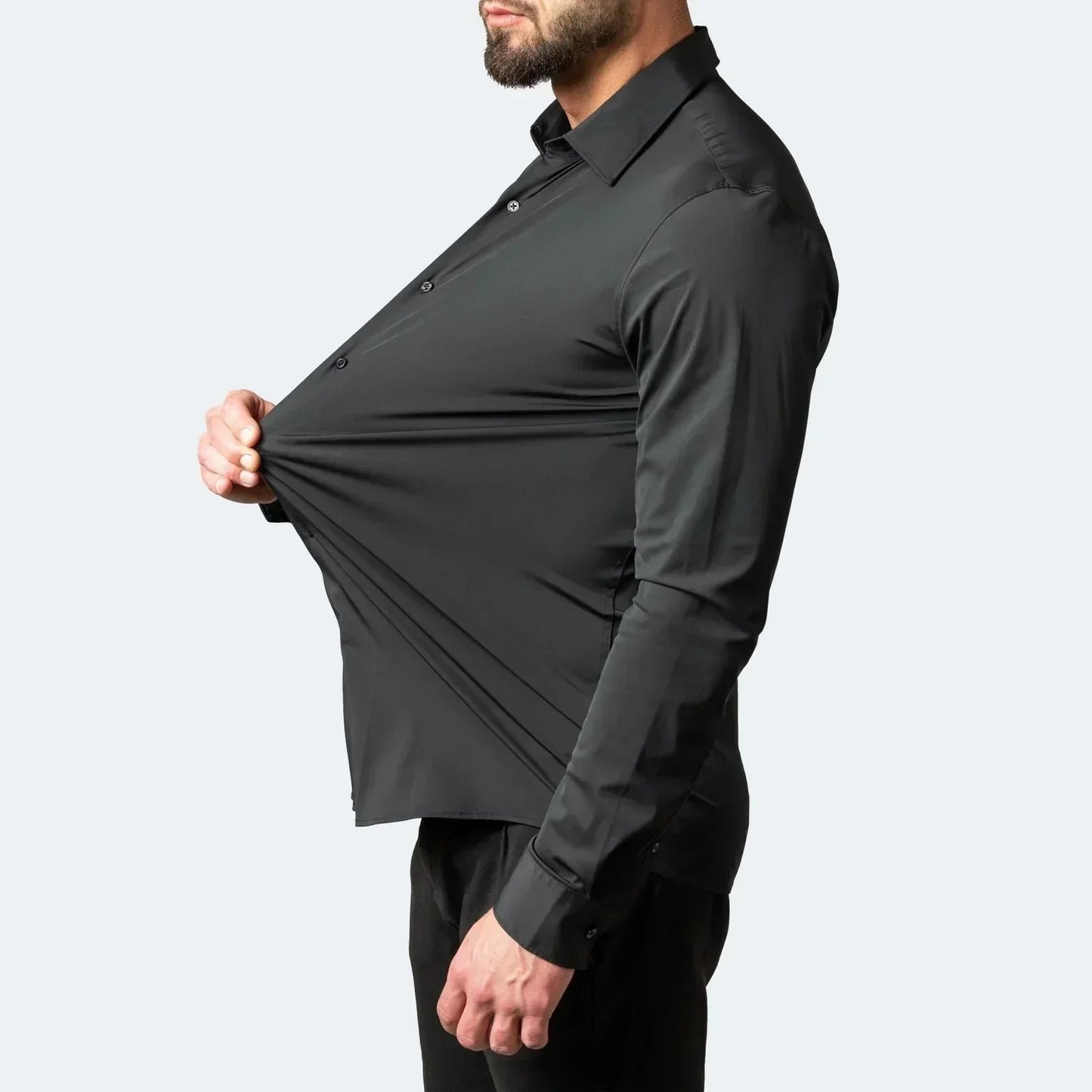 Camisas elásticas de vestir para hombre de manga corta