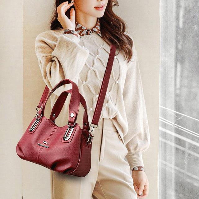 Women's genuine leather tote bag with large capacity