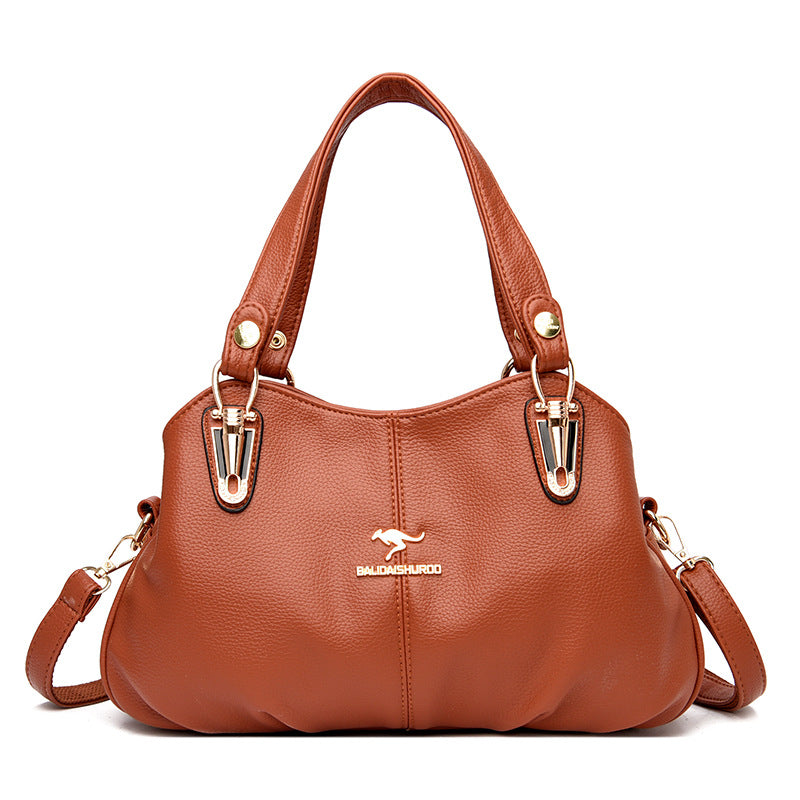 Women's genuine leather tote bag with large capacity