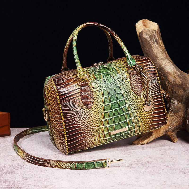 Luxurious crocodile embossed PU leather crossbody bag