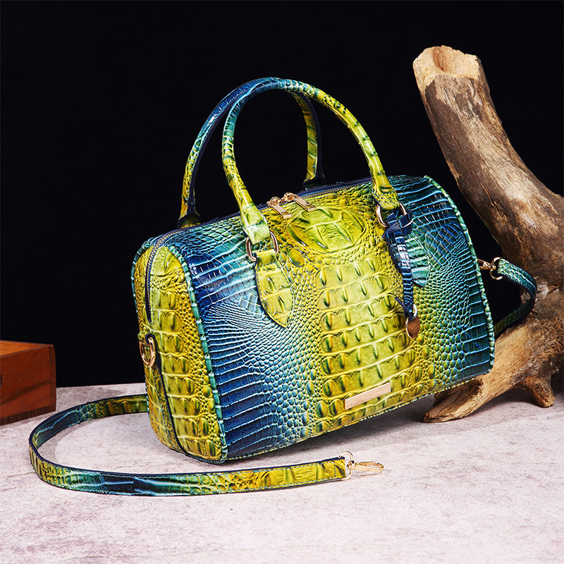 Luxurious crocodile embossed PU leather crossbody bag