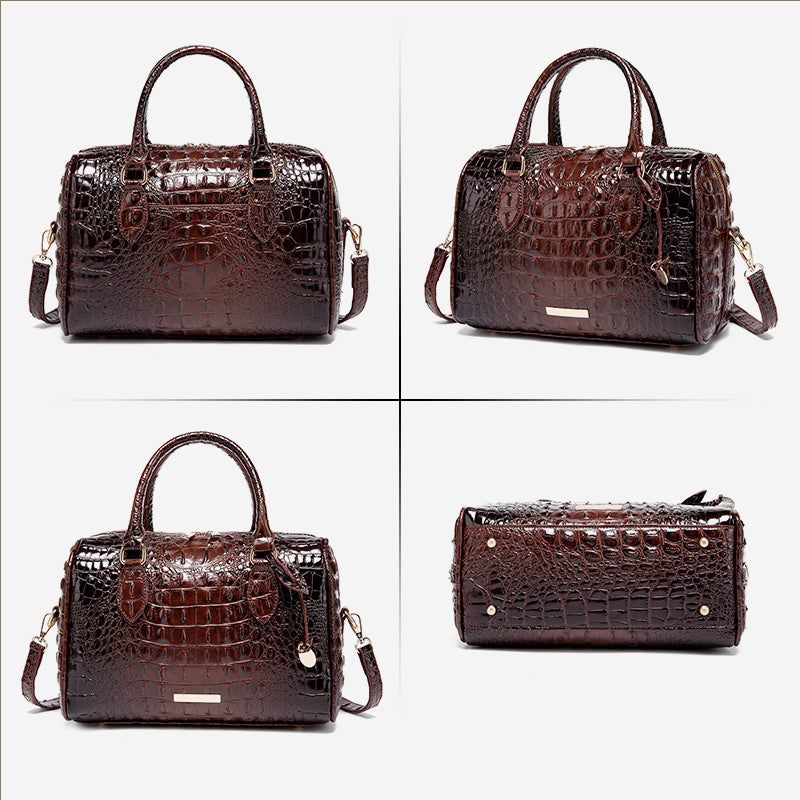 Luxurious crocodile embossed PU leather crossbody bag