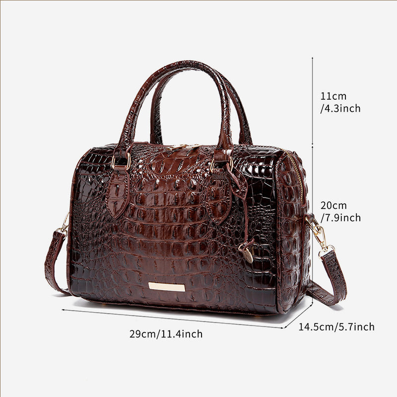 Luxurious crocodile embossed PU leather crossbody bag