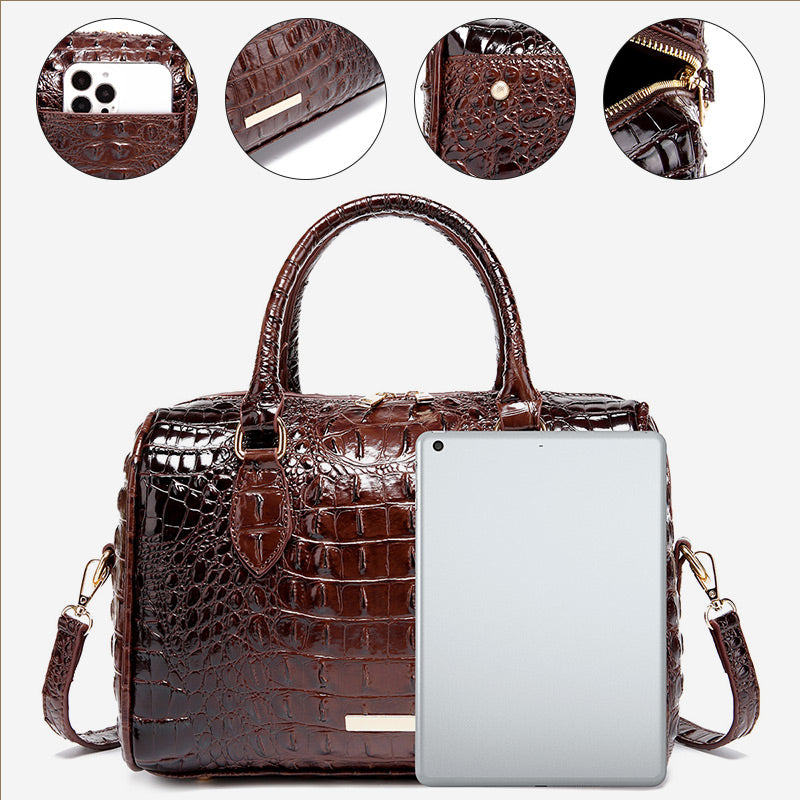 Luxurious crocodile embossed PU leather crossbody bag