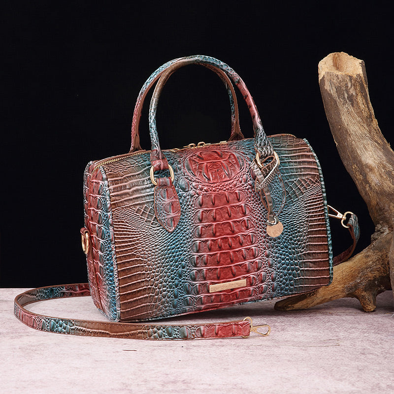 Luxurious crocodile embossed PU leather crossbody bag