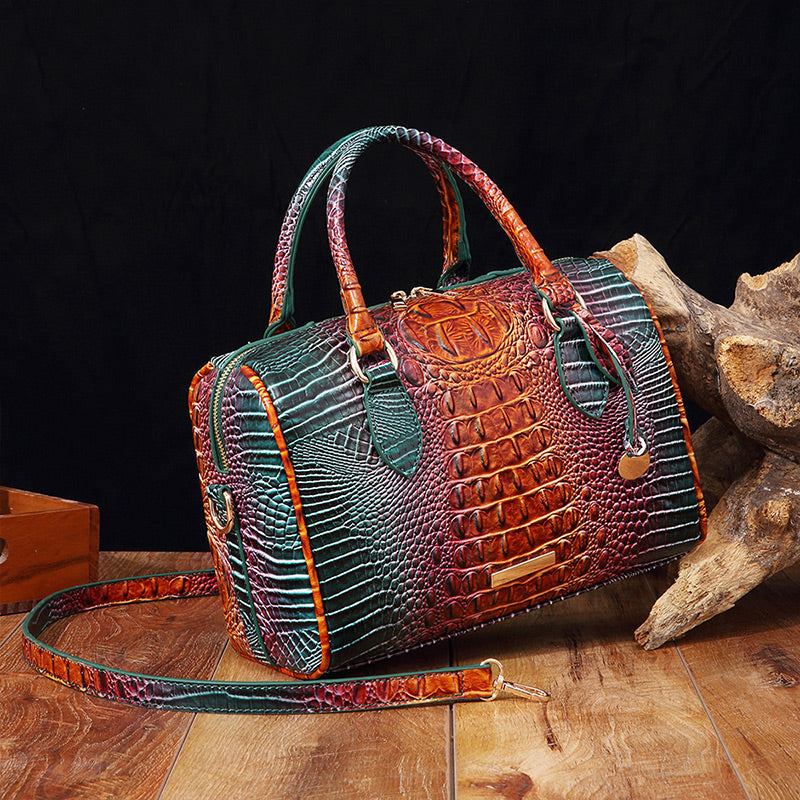 Luxurious crocodile embossed PU leather crossbody bag