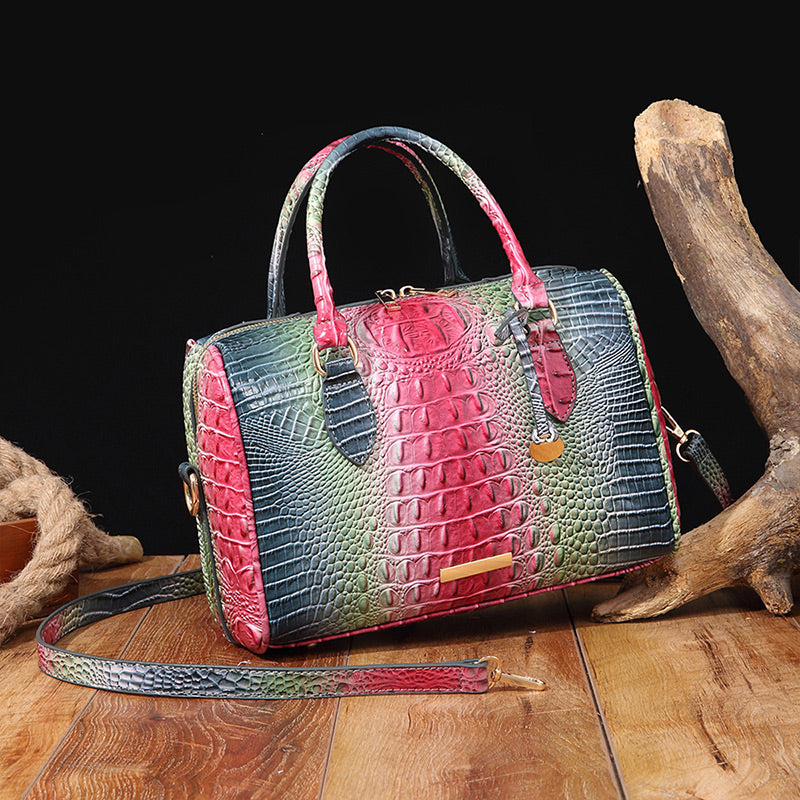 Luxurious crocodile embossed PU leather crossbody bag