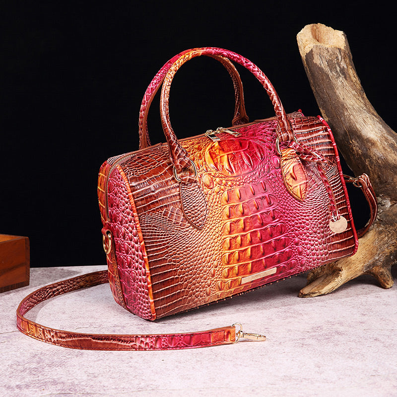 Luxurious crocodile embossed PU leather crossbody bag