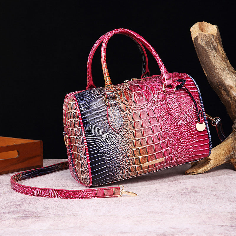Luxurious crocodile embossed PU leather crossbody bag
