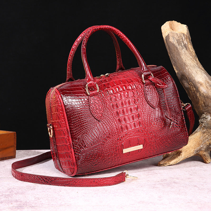 Luxurious crocodile embossed PU leather crossbody bag