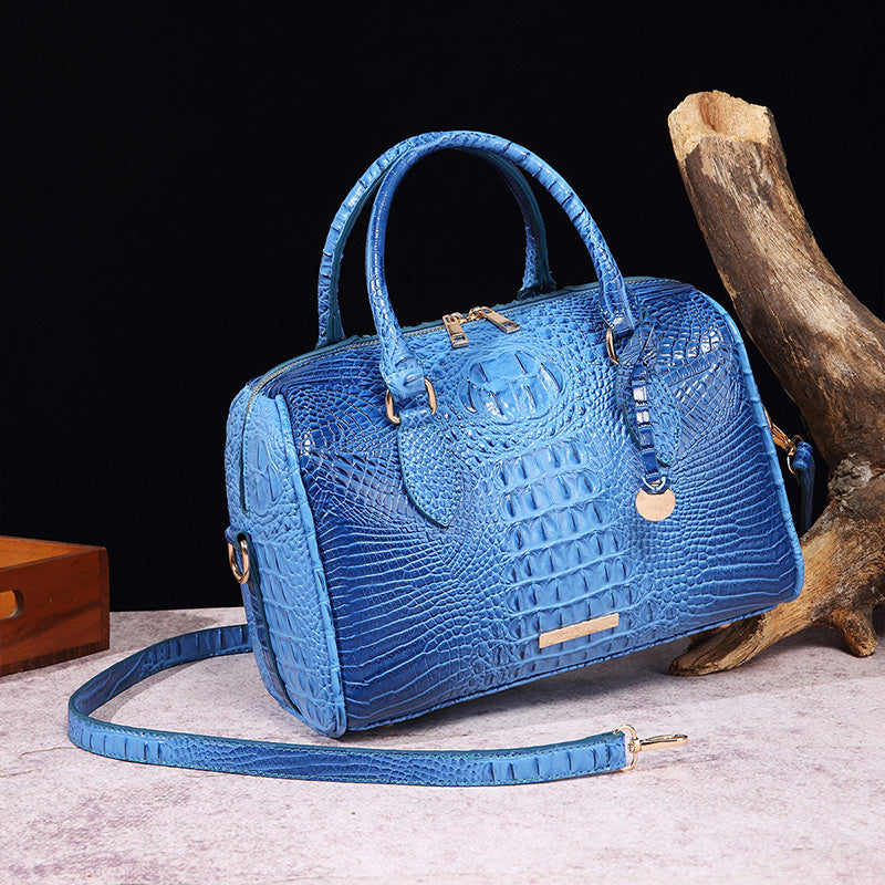Luxurious crocodile embossed PU leather crossbody bag