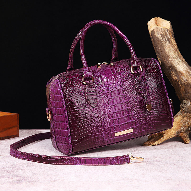 Luxurious crocodile embossed PU leather crossbody bag