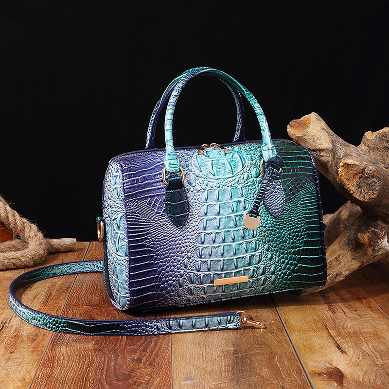 Luxurious crocodile embossed PU leather crossbody bag