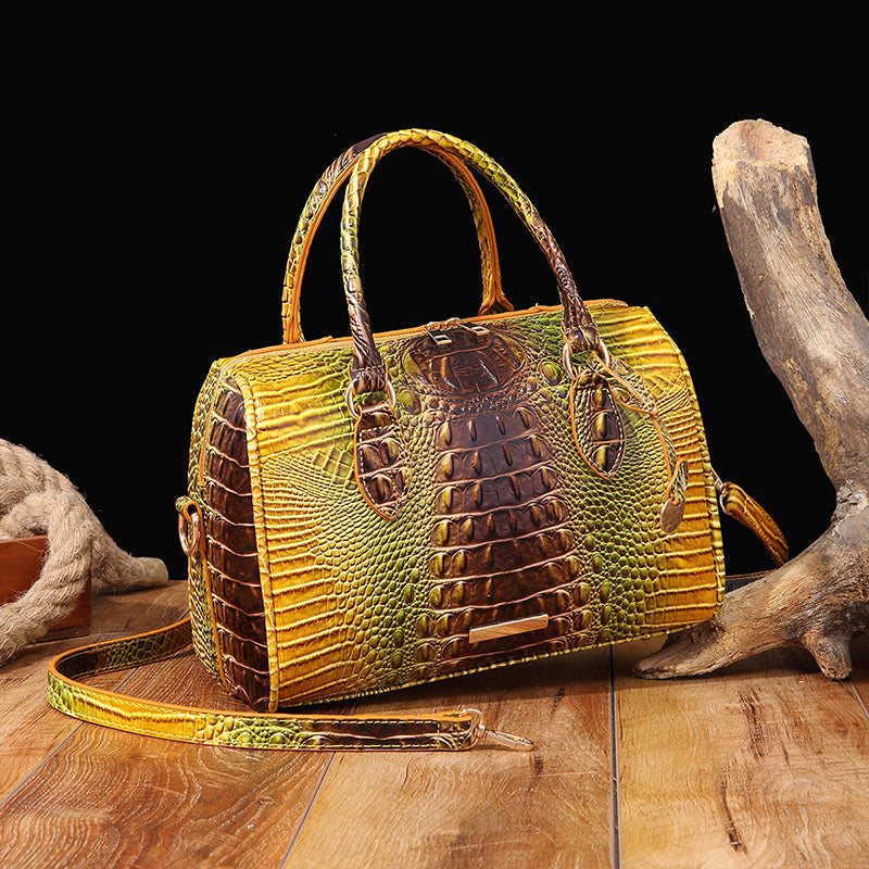 Luxurious crocodile embossed PU leather crossbody bag