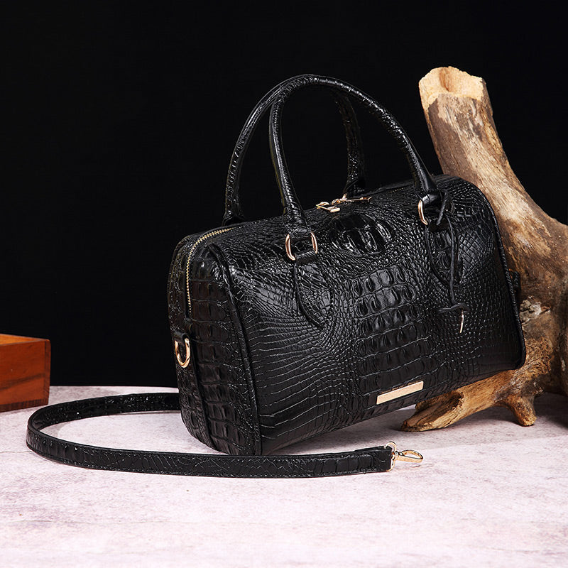 Luxurious crocodile embossed PU leather crossbody bag