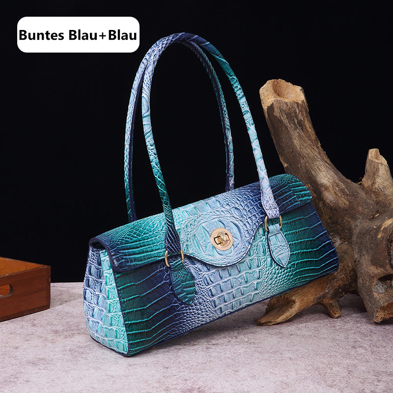 Fashionable vintage ladies handbag with crocodile embossing made of PU leather