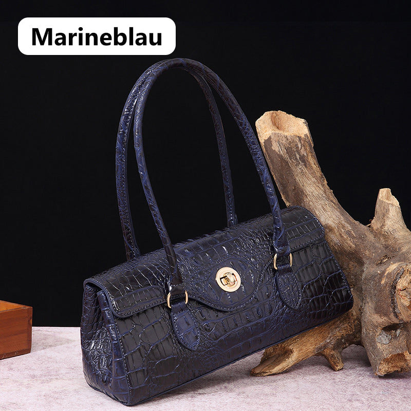Fashionable vintage ladies handbag with crocodile embossing made of PU leather