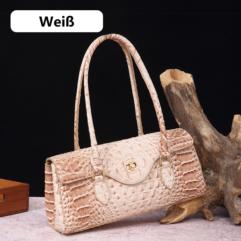 Fashionable vintage ladies handbag with crocodile embossing made of PU leather