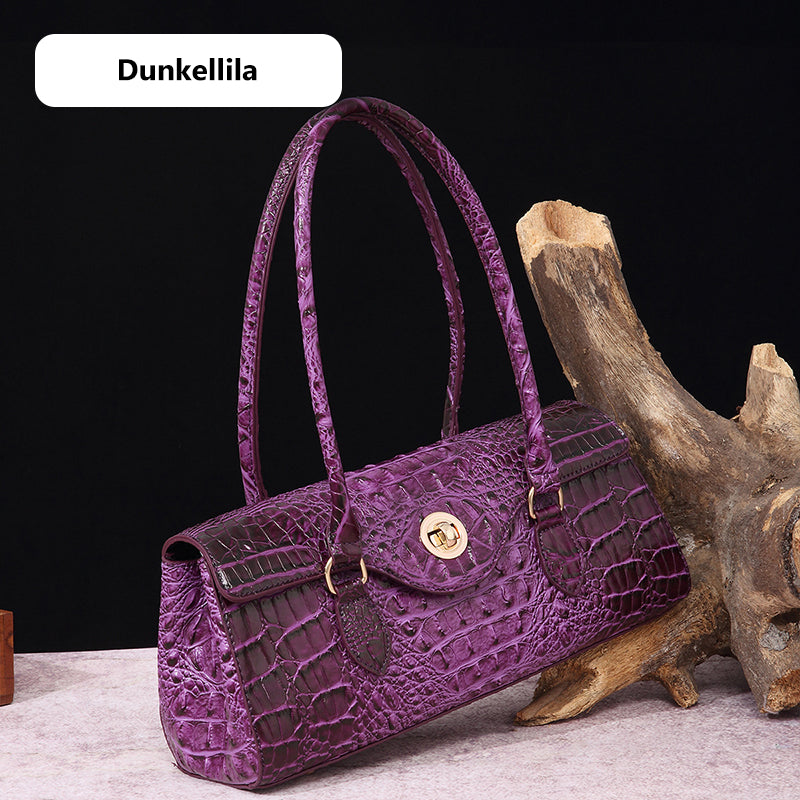 Fashionable vintage ladies handbag with crocodile embossing made of PU leather