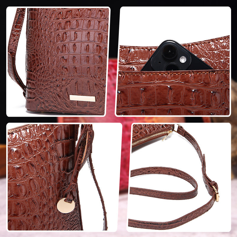 Women's elegant crossbody bag made of crocodile embossed leather