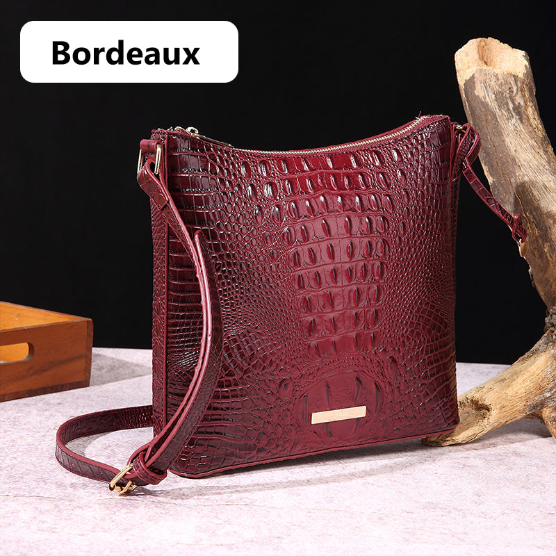 Women's elegant crossbody bag made of crocodile embossed leather