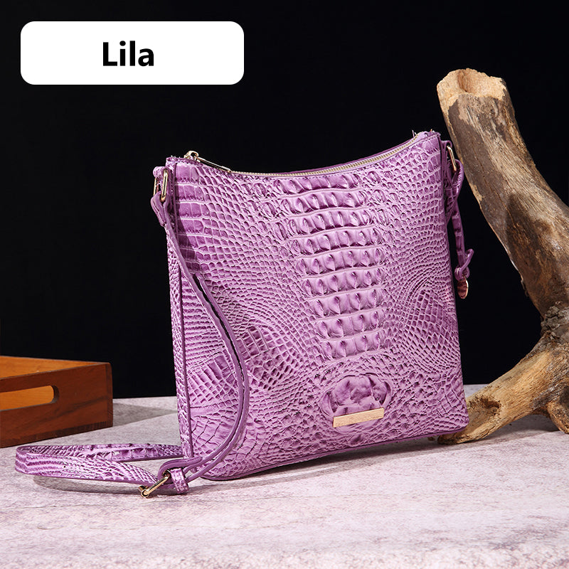 Women's elegant crossbody bag made of crocodile embossed leather