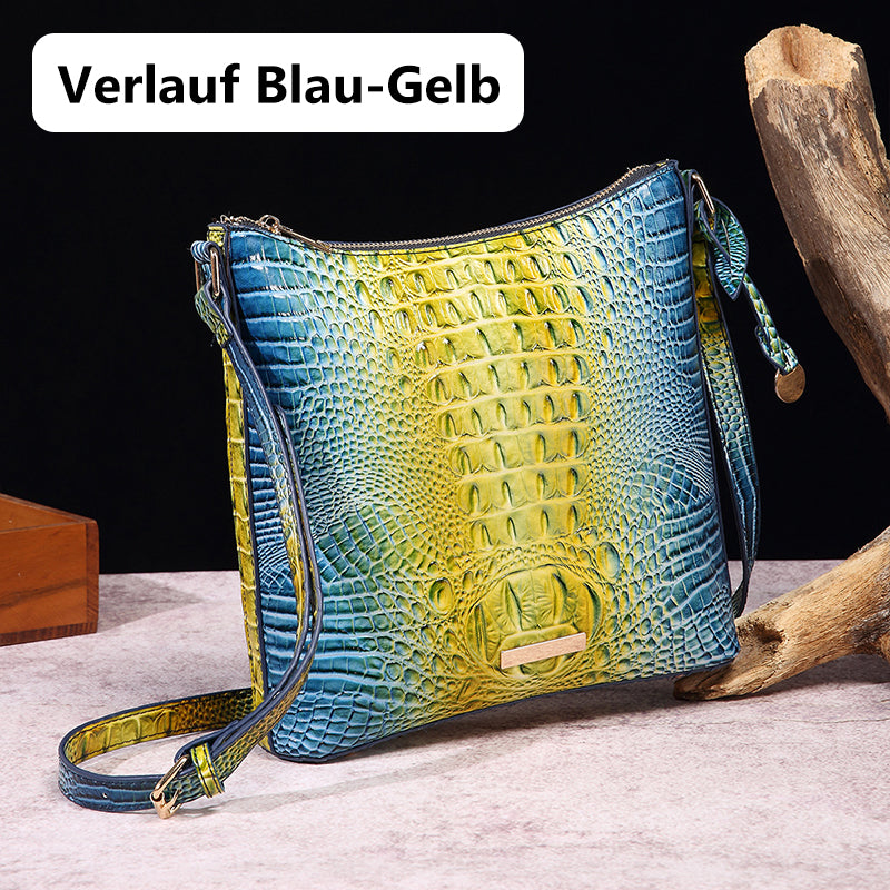 Women's elegant crossbody bag made of crocodile embossed leather