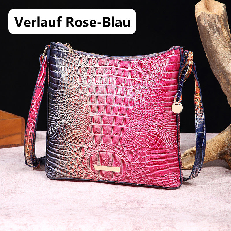 Women's elegant crossbody bag made of crocodile embossed leather
