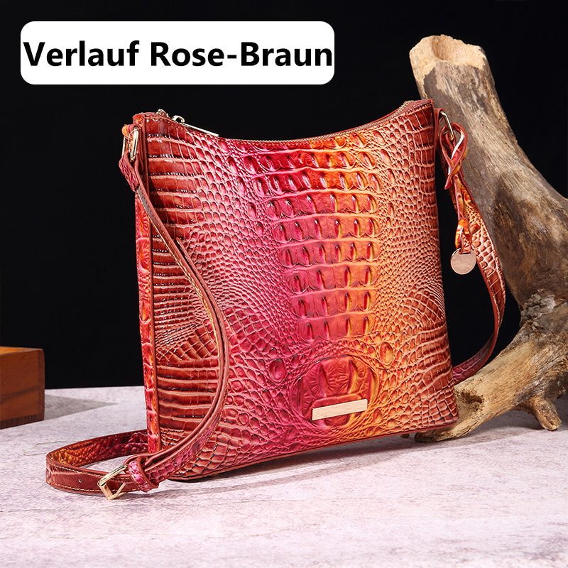 Women's elegant crossbody bag made of crocodile embossed leather