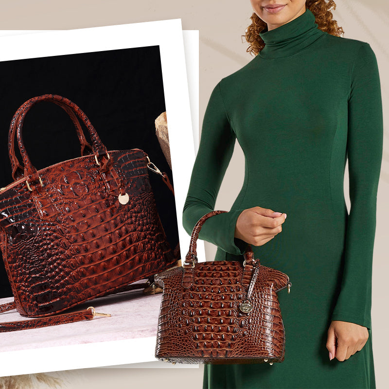 ladies handbag with crocodile embossing