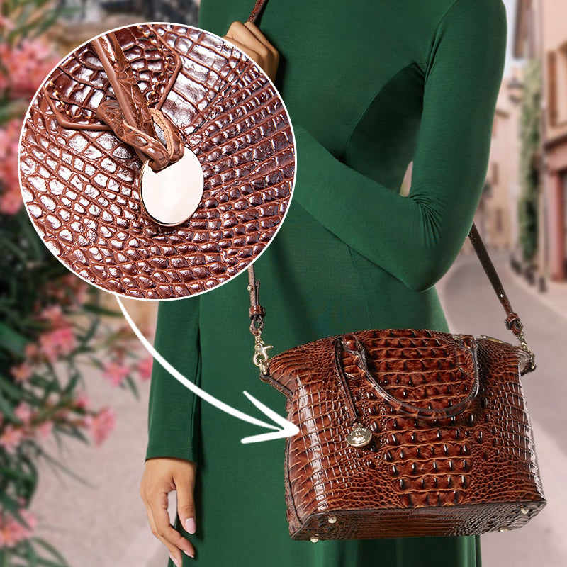 ladies handbag with crocodile embossing