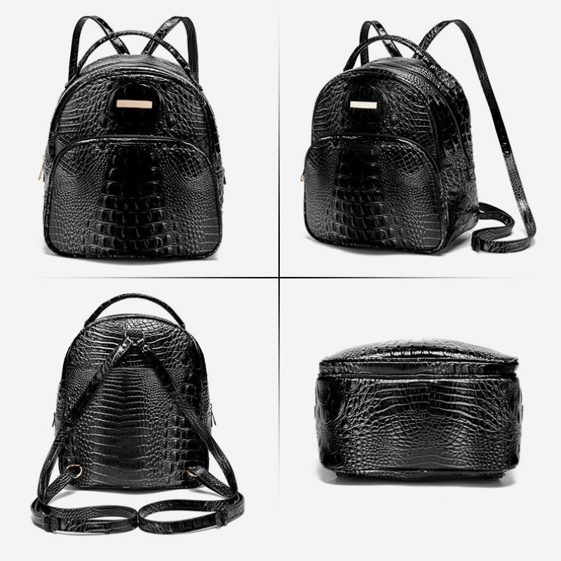 Trendy backpack made of PU leather with crocodile embossing