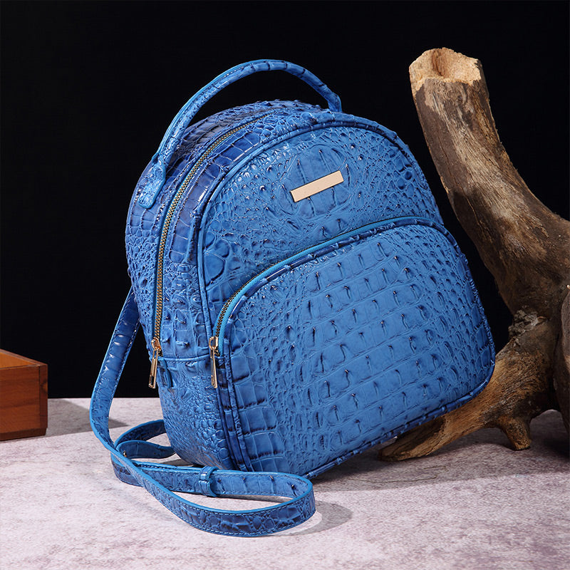 Trendy backpack made of PU leather with crocodile embossing