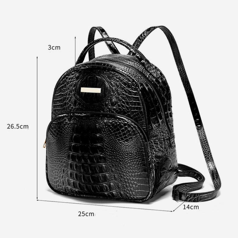 Trendy backpack made of PU leather with crocodile embossing